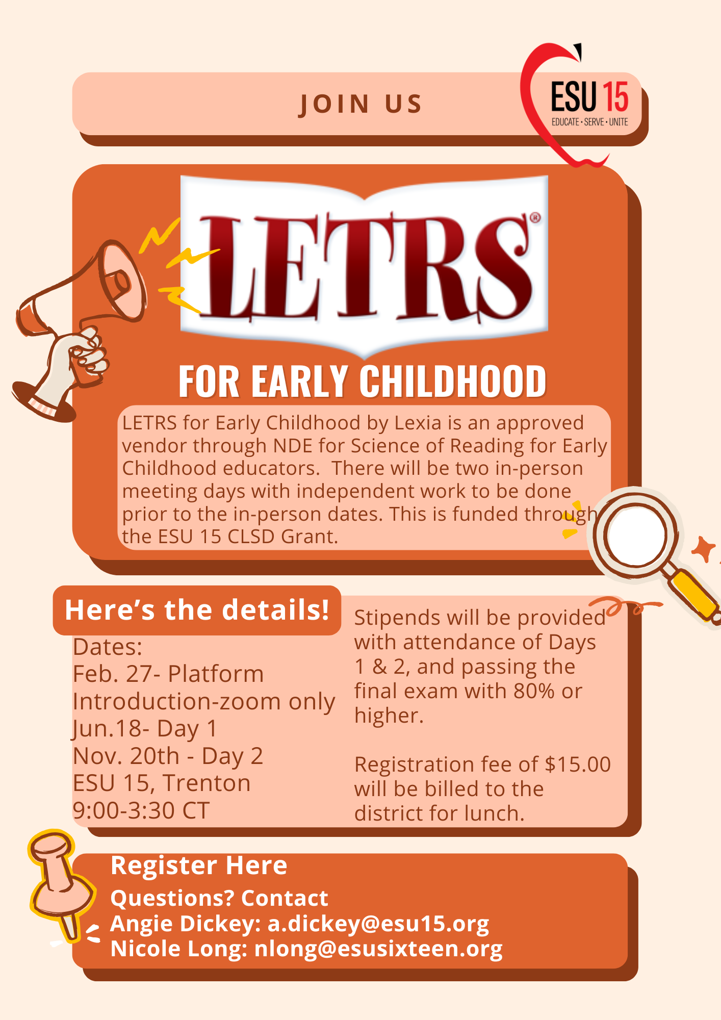 register by march 5th for early childhood letrs training